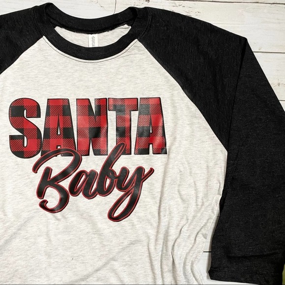 Santa Baby 3/4 Sleeve Baseball Tee Large - Picture 3 of 8